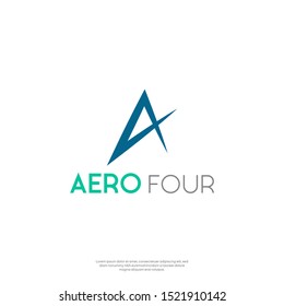 Letter a and number four logo design. Modern logo design