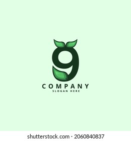 Letter Number nine leaf logo design
