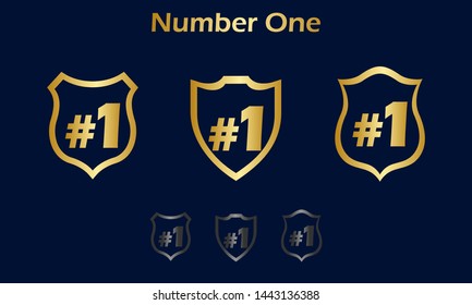 Letter number one with shield frame logo vector design