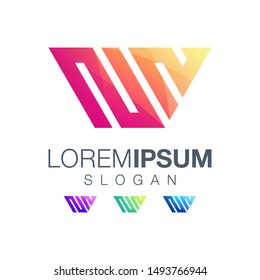 letter NV gradient color logo design