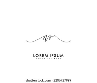 Letter NV Initial Handschrift Logo mit Unterschrift und handgezeichnet Stil.