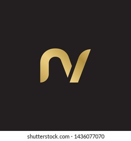Letter nv linked lowercase logo design template elements. Gold letter Isolated on black  background. Suitable for business, consulting group company.
