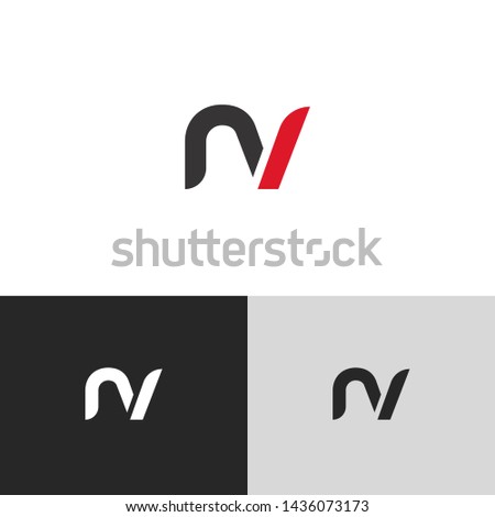 Letter nv linked lowercase logo design template elements. Red letter Isolated on black white grey background. Suitable for business, consulting group company.