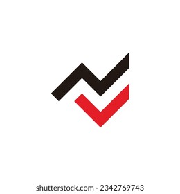 letter nv simple geometric chart logo vector 