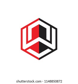 letter nw hexagonal geometric logo vector