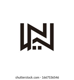 letter nw home shape simple geometric line logo vector