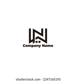 letter nw home shape simple geometric logo vector 