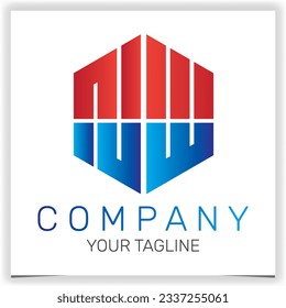 Anfangsbuchstaben NW Logos Symbol mit Hexagon-Logo Premium, elegante Vorlage Vektor eps10