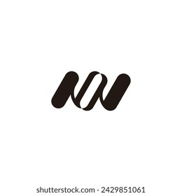 letter nw linked simple geometric curves logo vector 