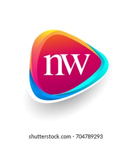 Letter NW logo in triangle shape and colorful background, letter combination logo design for company identity.