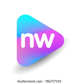 Letter NW logo in triangle shape and colorful background, letter combination logo design for business and company identity.
