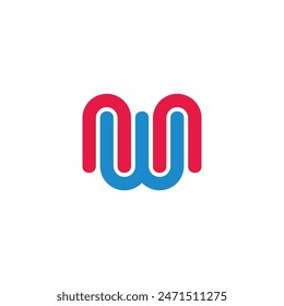 letter nw loop colorful lines stripes logo vector 