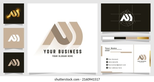 Letter NW or NM monogram logo with business card design