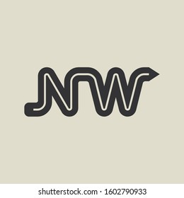Letter NW pencil shape logo design. Link icon in flat style isolated on grey background. Graphic alphabet symbol for your corporate business identity, website, app, UI. Arts logo design inspiration.