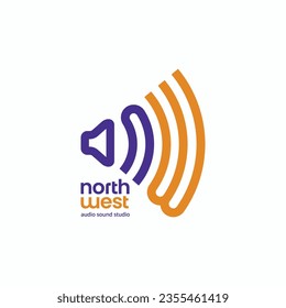 Letter NW sound waves audio speaker logo design concept. Vector illustration