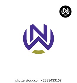 Letra NW WN Círculo Negrita diseño del logo