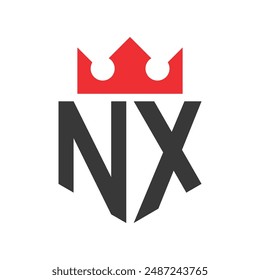 Letra NX Crown Logo. Plantilla de diseño de logotipo de Crown on Letter NX