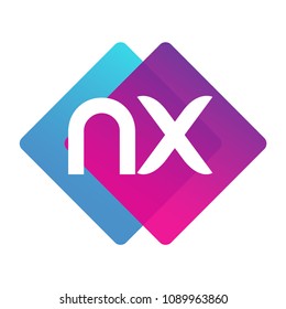 Letter NX logo with colorful geometric shape, letter combination logo design for creative industry, web, business and company.