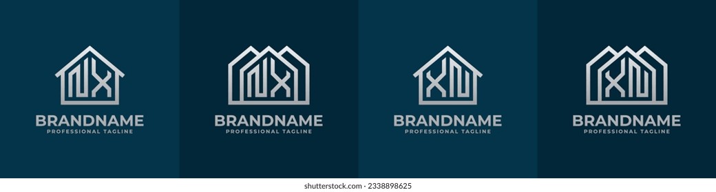 Letter NX and XN Home Logo Set. Suitable for any business related to house, real estate, construction, interior with NX or XN initials.