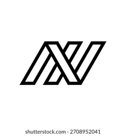 Logotipo del monograma de la línea de la letra NX o XN