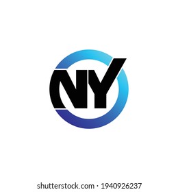 Letter NY circle logo design vector