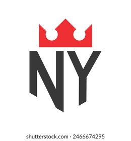 Letter NY Crown Logo. Crown on Letter NY Logo Design Template