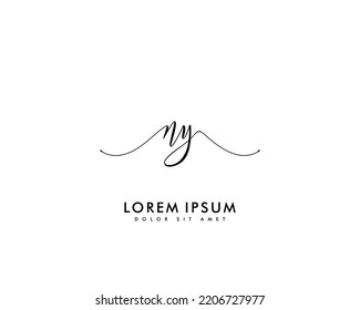 Letter NY Initial handwriting logo with signature and hand drawn style.