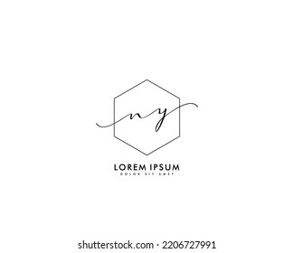 Letter NY Initial handwriting logo with signature and hand drawn style.