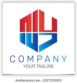 letter NY initial hexagon logo icon premium elegant template vector eps 10