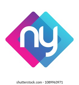 Letter NY logo with colorful geometric shape, letter combination logo design for creative industry, web, business and company.