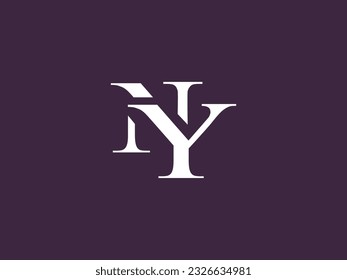 Letter NY serif font typography logo with classic modern style for signature symbol, personal brand, wedding monogram, etc.