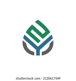 Letter NY and waterdrop combination  in white background.vector logo design editable