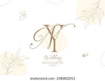 Letter NY YN elegant wedding monogram logo design