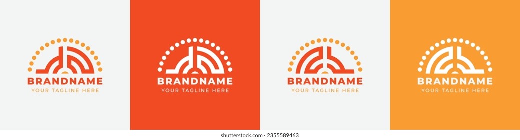 Letter NY and YN or ZY and YZ Sunrise  Logo Set, suitable for any business with NY and YN or ZY and YZ initials.
