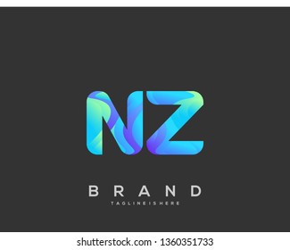 Letter NZ logo with colorful circle background, letter combination logo design for creative industry, web, business and company. - Vector