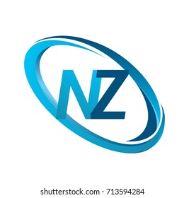 letter NZ logotype design for company name colored blue swoosh. vector logo for business and company identity.