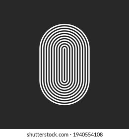 Letter O or 0 logo initial monogram, smooth rounded offset thin lines, sleek lines abstract track oval shape, typography hipster design element