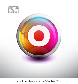 Letter O in 3D Glossy Button for web Icon, Education Icon and Alphabet Icon. Vector Illustration "------