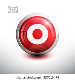 Letter O in 3D Glossy Red Button for web Icon, Education Icon and Alphabet Icon. Vector Illustration