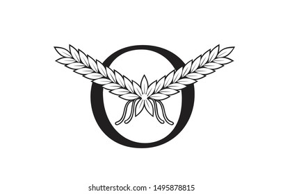 LETTER O WITH ABSTRACT DRAWING