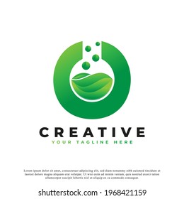 Letter O with Abstract lab logo. Usable for Business, Science, Healthcare, Medical, Laboratory, Chemical and Nature Logos.