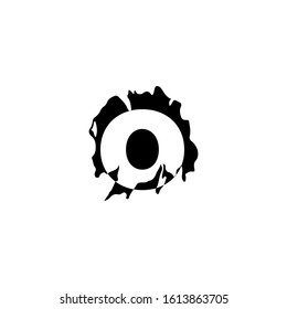 Letter O Abstract Splatter logo icon. Monogram vector design black ink water color shape with hidden letter.