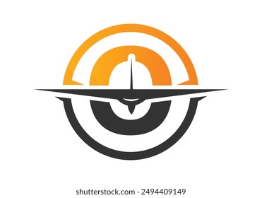 Letter O with Aerospace Travel Logo Concept design vector template