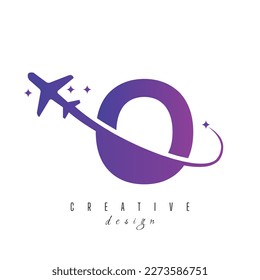 Letter O With Air Travel Logo Design Template