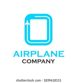 letra o con la ilustración de la plantilla del logotipo del avión. adecuado para el transporte, web, marca, red, agencia, identidad, tour, empresa, etc