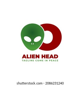 letter O alien head vector logo design