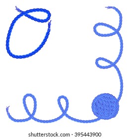 Letter O - Alphabet, font vector - yarn, rope, cable - For handmade products.