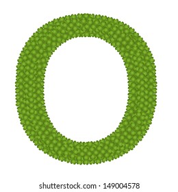 Letter O, Alphabet Letters Made of Four Leaf Clover Isolated on White Background 