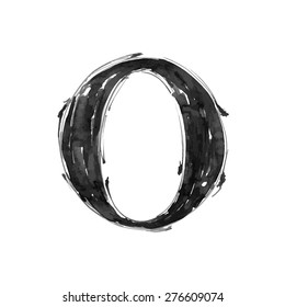 Letter O. Alphabet Symbol - Grunge Hand Draw Paint / Vector Illustration