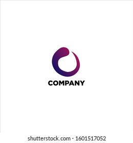 Letter O Alphabetic Logo Design Template, Line Logo Concept, Purple and White